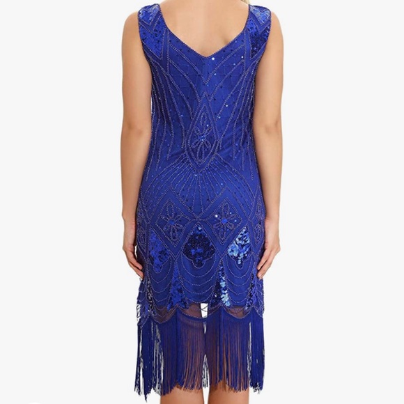 1920 Cocktail Gatsby Themed Art Deco Flapper Dress - Picture 2 of 4